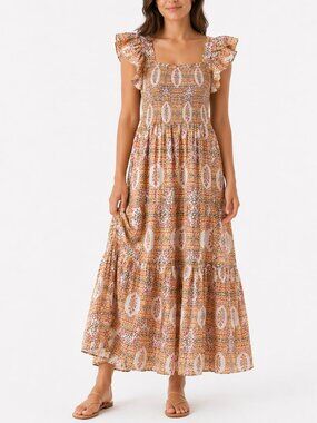 Anna Cate Collection Gisele Floral Flutter Sleeve Maxi Sundress Size Small
